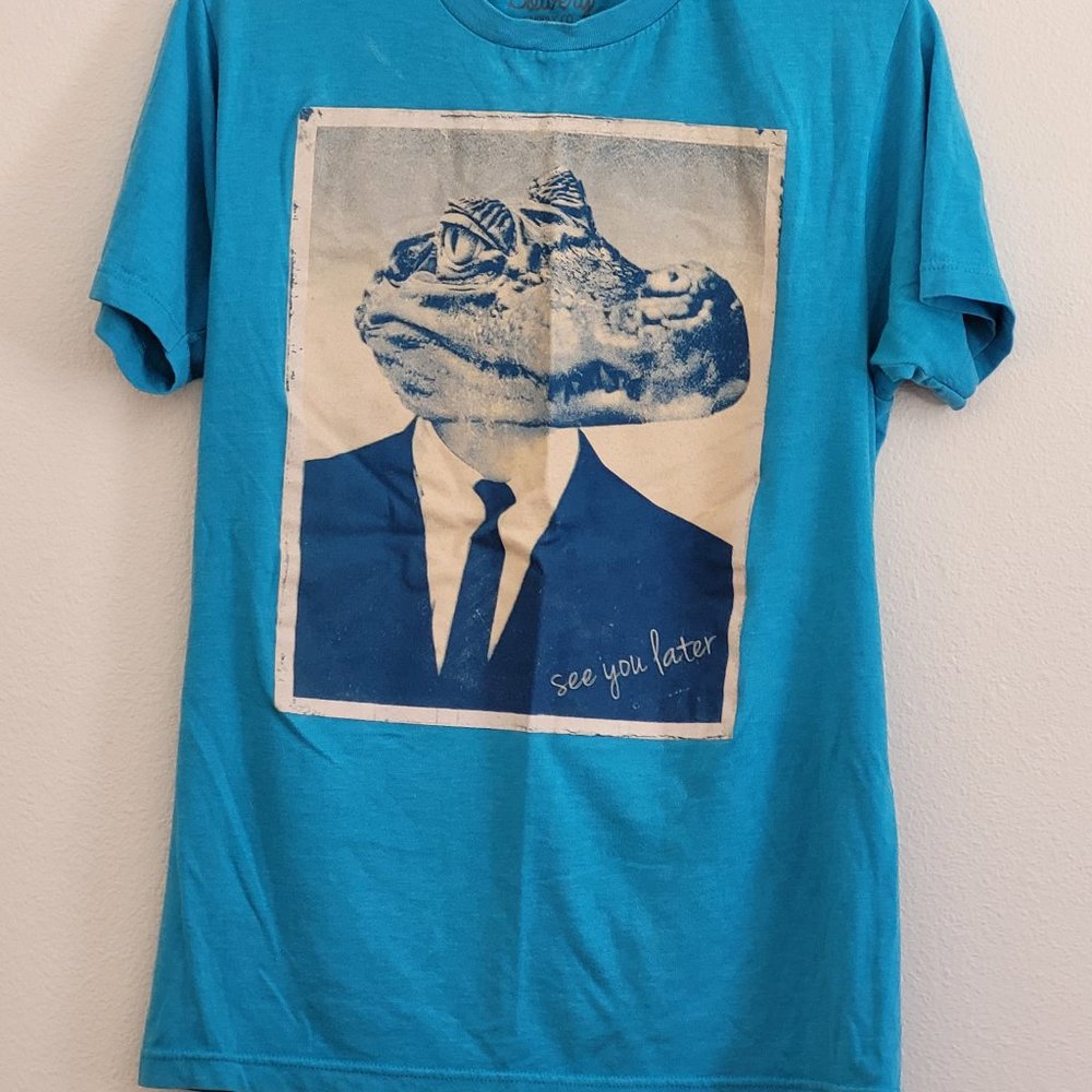 Bowery, supply co. blue short sleeved, boy's small t-shirt